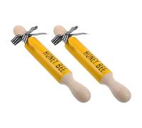 BRIGHTFUFU 2pcs Wooden Rolling Pins for Dough Rustic Farmhouse Style Adorned with A Bow Sturdy and Resistant to Breaking Festive Seasonal Celebrations Tiered Kitchen Decor