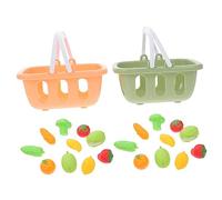BRIGHTFUFU 2Sets Simulation Mini Shopping Baskets Handheld Vegetable and Fruit Baskets for Pretend Play Safe Material for Playhouse Role