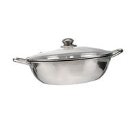 BRIGHTFUFU 304 Stainless Steel Dual Hot Pot Cooker with Lid 32cm Induction Compatible Hot Pot Cookware for Family Gatherings