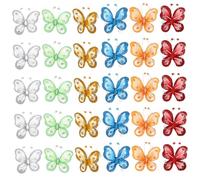 BRIGHTFUFU 30pcs Mesh Wire Glitter Butterfly Decorations Decorative Butterflies for Women Diy Craft Appliques for Home Decor Wedding Scatter