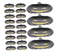 BRIGHTFUFU 30pcs Pumpkin Shaped Paper Plates Halloween Party Dinnerware Black Pumpkin Face Fall Thanksgiving Dessert Plates for Festive Seasonal Gatherings