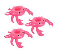 BRIGHTFUFU 3Pcs Adorable Crab Drink Holder Inflatable Pool Cup Holder for Beach Party Fun Floating Beverage Floaties for Tropical Themed Events
