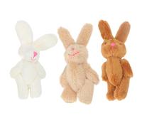 BRIGHTFUFU 3Pcs Bunny Adorable Long Haired Rabbit Pendants in Brown Light Brown White Cute Stuffed Animals for Decoration and Gift