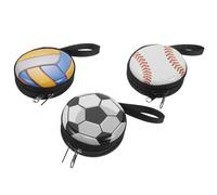 BRIGHTFUFU 3pcs Creative Ball Shaped Coin Purse with Zipper Closure, Small Tinplate Coin Bag Made of Polyester, Easy to Store for Daily Life Use