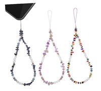 BRIGHTFUFU 3pcs Natural Stone Beaded Phone Charms with Wrist Straps Lost Phone Chains for Keys Cameras and Card Holders Lightweight Decorative Lanyards for Women