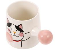 BRIGHTFUFU 450ml Ceramic Cat Appearance Mug with Lid, Creative Red Breakfast Cup for Home and Bar, Comfortable to Touch with Meticulous Workmanship, Lovely Office Water Cup
