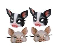 BRIGHTFUFU 4pcs Halloween Pig Masks for Adults Lightweight Breathable Half Face Animal Carnival Cosplay Masquerade Party Props for Halloween Christmas Festival