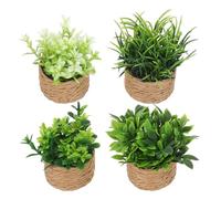BRIGHTFUFU 4Pcs Mini Artificial Potted Plants for Dollhouse, Realistic Miniature Greenery Bonsai Models, Small Simulation Plant Decorations for Dollhouse Garden and Desktop Ornaments