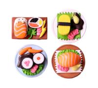 BRIGHTFUFU 4pcs Miniature Sushi Ornaments Dollhouse Food Decoration Tiny Sushi Simulation for Home Display Random Style