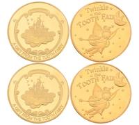 BRIGHTFUFU 4Pcs Tooth Fairy Coins Reward Decorative Craft Coins for Boys Educational Castle Design