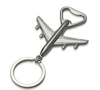 BRIGHTFUFU 5pcs Airplane-shaped Metal Bottle Opener Keychain with Key Holder Function, Silver Colour, Practical and Creative Design, Party or Everyday Use