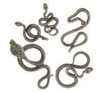 BRIGHTFUFU 5pcs Alloy Zodiac Snake Figurines with Fu Character Feng Shui Design Antique Bronze Miniature Desktop Ornaments for Living Decoration Elegant Craftsmanship Home Accents