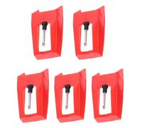 BRIGHTFUFU 5pcs General Record Player Needle Styluses Replacement for Turntable Accurate Head and Purer Tone, Red Plastic and Aluminium Needles for Vinyl Phonograph Players