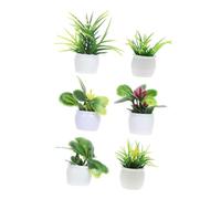 BRIGHTFUFU 6Pcs Lifelike Miniature Bonsai Plant Figurines for Mini House Decor Realistic Potted Plastic Plants for Tiny Landscapes and Home Decoration Design and Materials