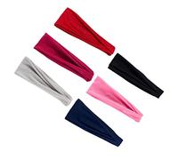 BRIGHTFUFU 6pcs Stretchy Sports Hair Bands Non Slip Headwraps for Yoga Running and Fitness Soft Comfortable Sweat Wicking Accessories Red Black Navy Pink Light Gray
