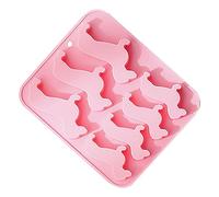 BRIGHTFUFU 7-Cavity Pink Silicone Dachshund Dog Cake and Bread Baking Mold, Food-Grade Non-Stick Silicone Tray for Pet Treats and Dessert Making, Suitable for Home and Family Use