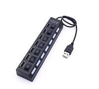 BRIGHTFUFU 7-port USB 2.0 Hub with Individual Power Switches USB Splitter Adapter for Laptop and PC for Computer Accessories and Data Transfer