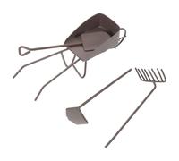 BRIGHTFUFU 8pcs Miniature Gardening Tools for Dollhouse Realistic Mini Hoe Shovels Rake Wheelbarrows in Rust Finish for Succulent Care Fairy Garden Accessories Educational Play and Micro