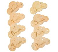 BRIGHTFUFU 8Pcs Monthly Wooden Growth Signs Photography Props Newborn Discs for Boys and Chic Photo Cards for Shower