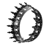 BRIGHTFUFU Baroque Crown Headdress Lightweight Alloy Gothic Queen Tiara for Women Elegant Bridal Wedding Accessory Vintage Black Medieval Style for Halloween Birthday Party