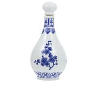 BRIGHTFUFU Blue and White Ceramic Wine Bottle 750Ml Chinese Storage Jar for Home Bar Tea House Restaurant Decor and Sealed Food Storage