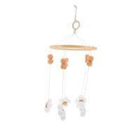 BRIGHTFUFU Boho Baby Mobile for Crib with Felt Flower and Wooden Beads, Portable Nursery Mobile Hanger for Children's Rooms, Easy Installation, Unique Floral Design in Coffee Colour