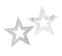 BRIGHTFUFU Brooch Pins Zinc Alloy Five-pointed Star Silver 2pcs for Women Lightweight and Elegant Lapel Pins Suitable for Dancing Party and Ceremony Accessories