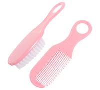 BRIGHTFUFU Brush and Comb Soft Pink Boy Girl Massage Hair Brush and Comb Kit for Newborns Promotes Blood Circulation Brain Development Gentle Circular Tooth Design