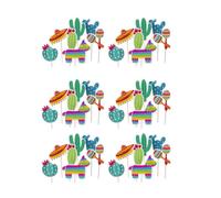 BRIGHTFUFU Cactus Cactus Shape Party Cake Toppers Theme 42pcs Cake Insert Decorations Paper and Mexican Style for Birthday Party Supplies