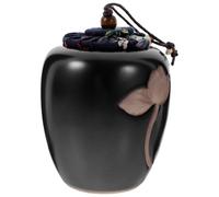 BRIGHTFUFU Ceramic Tea Canister Vintage Chinese Style Lotus Shape Black 500ml Smooth Bottle Fresh-keeping Effect Tea Storage Jar for Kitchen