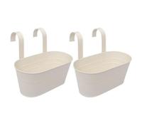 BRIGHTFUFU Double Hook Oval Iron Flower Arrangement Bucket 2pcs White