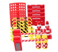 BRIGHTFUFU Educational Traffic Signs for Lightweight Pretend Road Playset with Barriers Cones Poles Easy Assembly Teaching Aid to Develop Imagination Social Cognitive Skills