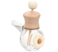 BRIGHTFUFU Empty Scent Diffuser Glass Bottle 35x20x5cm with Wooden Cap Decorative Aroma Bottle Stylish Chic Design for Office and Bedroom Car Essential Oil Diffuser