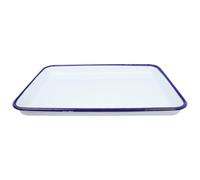 BRIGHTFUFU Enamel Serving Platter White Rectangular Tray 28x39cm Food Serving Tray Kitchen Dinner Snack Platter for Restaurant and Home Use