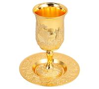 BRIGHTFUFU Golden Zinc Alloy Kiddush Wine Cup Set for Passover Home