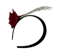 BRIGHTFUFU Halloween Skull Hand Headband with Floral Accents Unique Party Decoration for Day Dead Cosplay Comfortable Fit for All Accessory for Spooky Celebrations