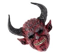 BRIGHTFUFU Horned Devil Mask product accessories Red Foam Scary Demon Mask Covers Head Adequate Airflow, Unique Horror Style for Halloween Cosplay and Masquerade Parties for Adults