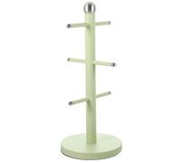 BRIGHTFUFU Iron Art Coffee Mug Holder Tea Cup Tree Organizer Stand with Drainage Rack for Kitchen Countertop, Light Green Metal Cup Storage Rack for Home Use