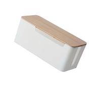 BRIGHTFUFU Large Bamboo Lid Cable Storage Box for Wire Organizer Durable Hips Material Multipurpose Cable Management Container for Home and Office Stylish and Sturdy Design for Tidy Cord