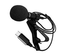 BRIGHTFUFU Lavalier Condenser Microphone with Clip for Smartphone Usb-c Recording Mini Phone Mic Black for Live Streaming Podcast Interview