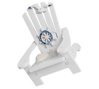 BRIGHTFUFU Mediterranean White Mini Beach Chair Model Micro Landscape Miniature Deck Chair Ornament for Dollhouse Decoration for Home and Desktop