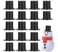 BRIGHTFUFU Mini Black Top Hats 50 pcs Sturdy Plastic Small Bowler Caps for Wedding Decorations, Doll Accessories, DIY Crafts, 23mm × 16mm