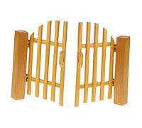 BRIGHTFUFU Mini Wooden House Gate Model Dollhouse Furniture Accessory with Opening Door Chic Miniature Decor for Fairy Gardens and Dollhouse Scenes