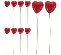 BRIGHTFUFU Miniature Heart-Shaped Balloon Decorations for Dollhouse, 10pcs Mini Fake Balloons with Random Rod Accessories, Birthday Party Props for Dollhouse and Miniature Scenes