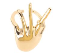 BRIGHTFUFU Open Style Ring Hand-shaped Copper Zirconia Adjustable Golden Statement Ring for Women Wedding Index Finger