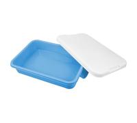 BRIGHTFUFU Plastic Sand Box with Lid, Blue Plastic Sandbox Tray for Boys and Girls, Toddler Toy Storage Box for Indoor and Outdoor Sensory Play