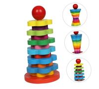 BRIGHTFUFU Rainbow Stacking Wooden Educational Column for Safe Non Toxic Material Promotes Imagination Communication Skills Montessori Game