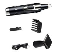 BRIGHTFUFU Rechargeable Men S Nose Trimmer Multi-Function Grooming Kit with Stainless Steel Compact Portable Design for Precise Ear and Nose Removal Easy Slide Off Washable Black Device