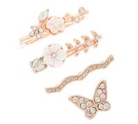 BRIGHTFUFU Rose Gold Silicone Watch Strap Ring Loops with Butterfly and Flower Charms for Universal Smartwatch Bands, Band Decorations Set