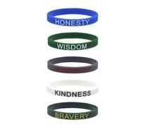 BRIGHTFUFU Silicone Bracelets English inspirational wristbands 5PCS Courage Wisdom Faith for unisex sports and daily wear